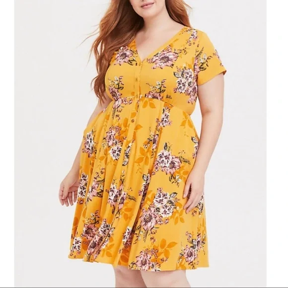 Torrid yellow floral hot sale dress
